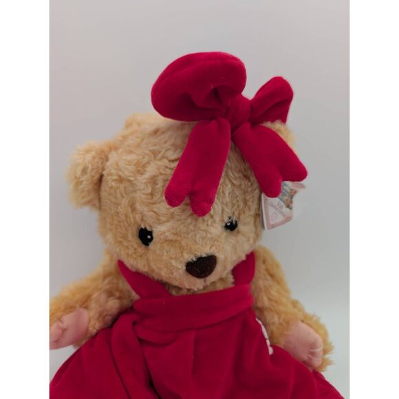 Vintage Cherished Teddies 1998 "Val" 14"Stuffed Plush Bear W/Red Dress & Bow Wit - Picture 2 of 8